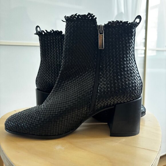 PONS QUINTANA Black Woven Leather Booties - Size 37 - Picture 4 of 8